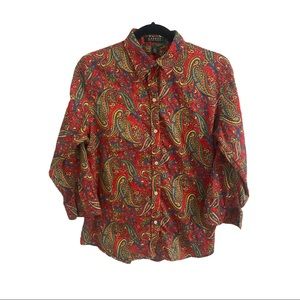 large Ralph Lauren blouse with colorful palette and fun design